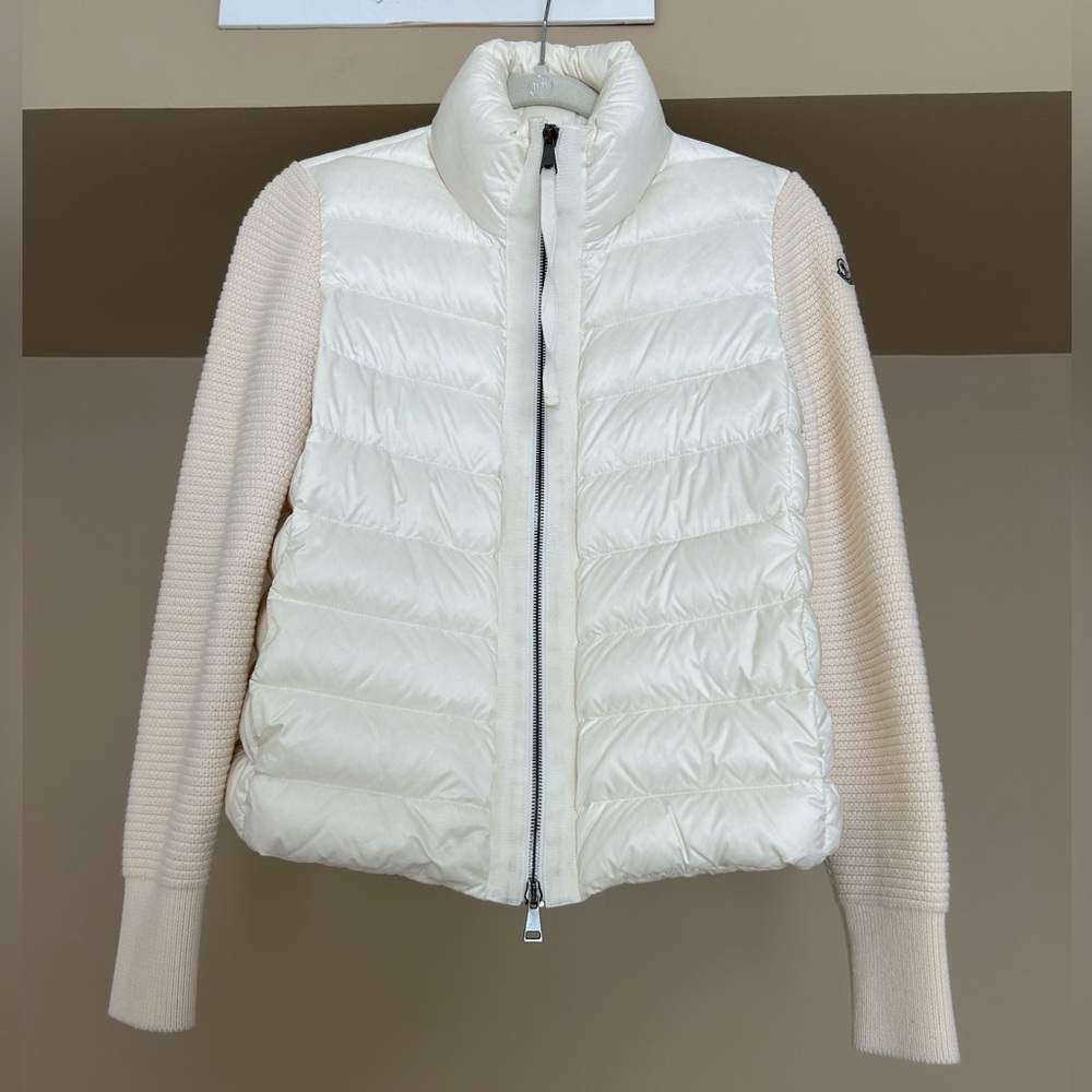 Moncler Mixed Media Wool Puffer Cardigan